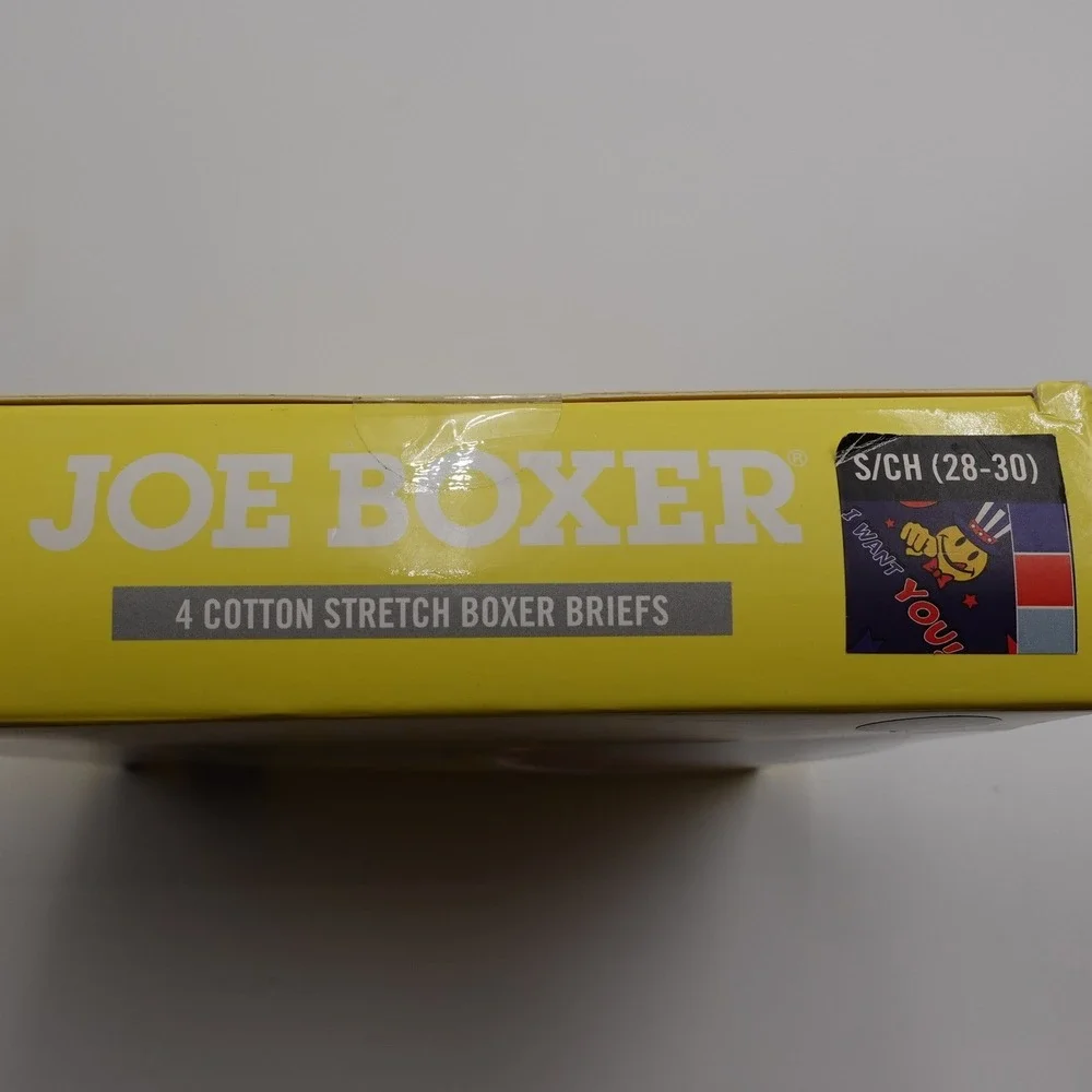 Joe Boxer Boxer Briefs Mens Small Blue Red 4-Pack Cotton Stretch Uncle Sam 28-30